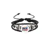 Pulseira Patriótica do Dia da Independência Americana Pulseira de Corda de Couro Trançado Unissex Bandeira Cabeça de Águia Presente para Casal Sucesso Transfronteiriço