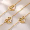 Xinyixin Collar Pulsera Clavícula Letra Zirconia Amor de Mamá Europeo y Americano Acero de Titanio Electrochapado PVD Oro Real 18K Traje