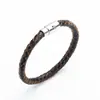 Pulsera de cuero de venta caliente simple para caballero pulsera con hebilla de clavo para hombre pulsera tejida de cuerda de cuero con hebilla magnética de comercio exterior europeo y americano para hombre
