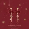 Pendientes de Bola de Pelo con Lazo Flocado Rojo de Año Nuevo Pendientes de Nicho de Gama Alta Pendientes de Nicho de Gama Alta para Boda de Año Nuevo