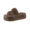 Pantuflas Peludas para Mujer 2025 Nuevo Otoño e Invierno Comercio Exterior Pantuflas de Algodón Cálidas de Suela Gruesa para Mujer
