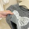 Camiseta de Verão Manga Curta para Meninas Bebê Estilosa Infantil Distintiva Tendência Estilo Coreano Renda Laço Doce Meia-manga Top