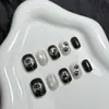 30 Piezas de Uñas Postizas Vestibles de Gato Negro Elfo Manicura Ojo de Gato Corta Puntas de Uña de Grado Superior Uñas Terminadas Venta al por Mayor de Puntas de Uña