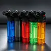 SK603 almacén de gas visual transparente pistola de fuego de punzonado directo cerradura de plástico llama bloqueable a prueba de viento encendedor inflable venta al por mayor