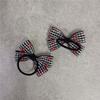 Diadema Dulce para Bebita Cuadros Ligeros Blanco y Negro Bordado Estilo Bosque Mini Lazo Liga para el Cabello Cuerda para el Cabello Banda de Goma