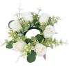 Ventas Directas de Fábrica Decoración de Pascua Halloween Corona de Candelabro de Eucalipto Transfronteriza Anillo de Cera Rosa Decoración de Pascua