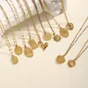 Joias Estilo Europeu e Americano Acessórios Pingente de Ouro Colar, Colar com Pingente de Flor Coração Sol de Aço Inoxidável Versátil da Moda
