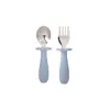 Juego de Cubiertos de Acero Inoxidable para Niños con Mango de Silicona, Tenedor y Cuchara de Mango Corto para Bebés, Vajilla de Juego de Tenedor y Cuchara para Bebés