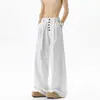 Estilo Old Money Pantalones Casuales de Raya de Seda Hielo para Hombre, Tallas Grandes Marca de Moda Holgados de Caída Rectos de Pierna Ancha