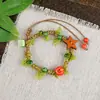 Pulsera de Cuerda Trenzada de Cerámica Fresca Estilo Viajero de Jingdezhen, Pulsera de Trébol de Cuatro Hojas, Joyería Artística Hecha a Mano, Venta al por Mayor para Atracciones Turísticas