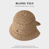 Nuevo sombrero de pescador tejido hueco vintage con letras para mujer, sombrero de cubo de moda dividido para protección solar al aire libre, venta al por mayor