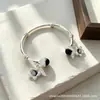 Pulsera vintage estilo francés de piedra ojo de tigre, lujo ligero y elegante, pulsera floral de cobre chapado en oro para mujer, accesorio de vacaciones estilo bosque