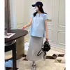 Ropa casual de verano para maternidad, falda de algodón suelta ajustable, falda fina y fluida que estiliza y se ajusta a la cadera