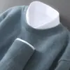 Suéter de Lã Pura Novo Estilo para Homens Primavera e Outono, Suéter Fino Gola Redonda, Tricô Solto Tamanho Grande, Roupa Masculina de Negócios
