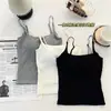 Camisole com sutiã anti-exposição para mulheres com bojos embutidos, adequada para usar como camada interna, colete quente para outono e inverno