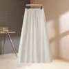 Saia Casual Elegante de Cintura Alta com Amarração para Mulheres, Novo Estilo de Verão, Comprimento Médio, Emagrecedora, Cobre o Quadril, Larga e Fluida