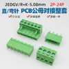 Bloque Terminal Verde Plug-In 2Edg-5.08 Placa de Circuito Impreso Macho y Hembra 2P3P4P5P6P-24P Pin Recto Pin Doblado Juego Completo