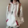 Sudadera con capucha casual de bloqueo de color retro americano para hombres y mujeres, top holgado oversize de moda para primavera y otoño