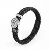 Pulseira de Couro Trançado Preta com Detalhe de Olho em Prata Estilosa Material PU Design Ajustável Fashionável e Durável Perfeita para Uso Casual Punk ou Statement para Homens e Mulheres Confortável e Única
