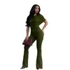 C7651 Transfronterizo AliExpress Amazon Moda Europea y Americana para Mujer Elegante Fruncido Texturizado Color Sólido Mono de Pierna Ancha