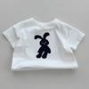 Estilo coreano Ins pescoço redondo manga curta casual top para meninos e meninas bebê verão camiseta branco coelho padrão bonito all-match t