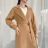 Nuevo Abrigo de Lana Doble Cara Otoño e Invierno 2024 para Mujer de Longitud Media con Cuello de Solapa y Cordones Abrigo de Lana Doble Cara