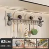 Gancho de cocina con ventosa, barra colgante para pared sin taladro, estante de almacenamiento multifuncional para cocina para organizar ollas, sartenes y cucharas