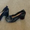Zapatos de tacón alto vintage de piel de oveja con punta dividida para mujer, sin cordones, corte bajo, elegantes, con tacón grueso, tipo ballet Mary Jane