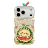 Funda de pintura al óleo de sandía adecuada para Apple 17 Pro Max, iPhone 15 transparente, 14 con doble soporte, 16 linda y anticaída