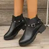 Comercio electrónico transfronterizo, talla grande, nueva colección otoño/invierno 2026, botines de tacón medio para mujer, punta redonda, tacón grueso, modernos y casuales, botas de moda versátiles