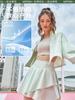 Ropa de Protección Solar Anti-UV con Sensación de Hielo, Cremallera, Cuello Alto, Protección Solar, Yoga, Manga Corta, Cintura Alta, Falda Plisada de Media Pierna Anti-Exposición para Mujer