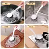 Cepillo para Lavar Ollas de Mango Largo para el Hogar Cepillo de Limpieza de Aceite Antiadherente para Cocina Cepillo Multifuncional para Lavar Ollas Cepillo para Lavar Platos con Bola de Acero que No Ensucia la Mano