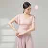 Roupas de Dança Moderna Tops de Manga Curta para Mulheres Dança Chinesa Balé Clássico Body Rima Roupas de Prática Verão