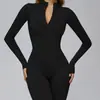 Macacão Outono e Inverno Justo Mais Veludo Macacão Yoga Macacão Quente para Exterior Traje de Corrida Fitness