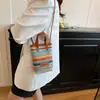 Bolsa para Teléfono Móvil Bolso de Hombro Nuevo Estilo Bolso de Paja Tejida Bolso de Verano para Mujer Moda Playa Marítima 2025 Colores Contrastantes