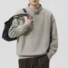Sudadera básica de cuello medio vintage versátil de peso pesado para hombre, otoño casual artística juvenil cómoda holgada