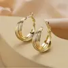 Estilo de Moda Coreana Influencer Pendientes Trenzados de Metal Cruzados Anillo de Mobius Aros de Oreja Metálicos Multicapa Texturizados