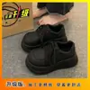 Zapatos de Cuero con Plataforma de Suela Gruesa, Mocasines de Estilo Británico, Zapatos de Tacón Único que Aumentan la Altura para Personas Bajitas, Zapatos Deportivos Casuales Negros, Nuevo Modelo de Verano 2025