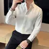 Camisa masculina manga longa sensação nova waffle outono e inverno moda camisa social francesa geração de cabelo masculino