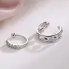 Puños para Oreja Sin Perforar Amanecer de Primavera con Pedrería de Doble Capa, Elegantes y Únicos Clips para Oreja de Estrella de Cuatro Puntas, Estilo Coreano