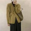 Oferta Especial 50% de descuento Nuevo Otoño/Invierno Estilo Coreano Corte Holgado Botón Diagonal Color Sólido Suéter de Punto Cárdigan de Diseñador
