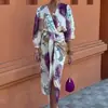 Ropa de Mujer Nueva de Verano 2026, Ropa de Mujer Europea y Americana Transfronteriza, Traje Casual Sexy y Elegante de Cuello en V Estampado Ajustado