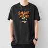 Verão Estampada Manga Curta Masculina Meia-idade Solta Gola Redonda Moda Versátil Camiseta Base Top Masculina Casual