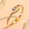 Versátil Transfronterizo Acero Inoxidable Electrochapado al Vacío Joyería Flor Pequeña Patrón de Ojo Varios Brazaletes para Mujer Brazaletes de Diamante