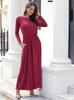 Vestido casual de manga larga con bolsillos, color liso y cuello redondo para otoño e invierno de Amazon YY0001