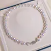 Collar tipo Maillard de Alta Gama Deslumbrante Multicolor de Perla de Madre de Ostra de Aguas Profundas Perla Ak con Broche de Rosa Incrustado de Diamantes Gargantilla