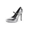 Zapatos de Tacón de Aguja Ultra Altos Plateados de 11.5 cm para Mujer, Zapatos de Vestir Elegantes de Punta Fina con Suela Gruesa para Anfitrionas y Modelos, Dorado