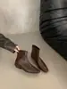 Botines cortos retro de estilo francés con punta cuadrada, botas elásticas ajustadas para mujer, nuevo modelo 2026, cremallera trasera, botas Martin de tacón grueso adelgazantes para ir al trabajo