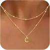 Collar con Colgante de Inicial de 26 Letras Transfronterizo Europeo y Americano de Amazon Exquisito Chapado en Cobre Oro de 14K Personalizado Simple Moda Joyería