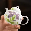 Tetera de Cerámica Morada con Iris Pintada a Mano Kung Fu Juego de Té Tetera Individual Tetera para Uso Doméstico con Filtro